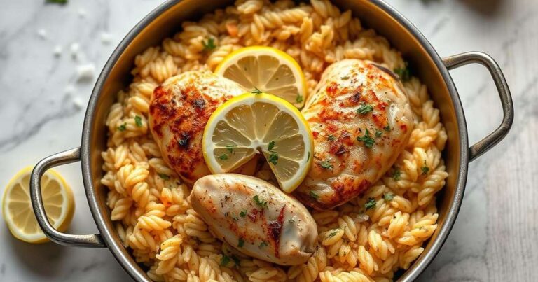Simple One-Pan Mediterranean Lemon Chicken and Orzo