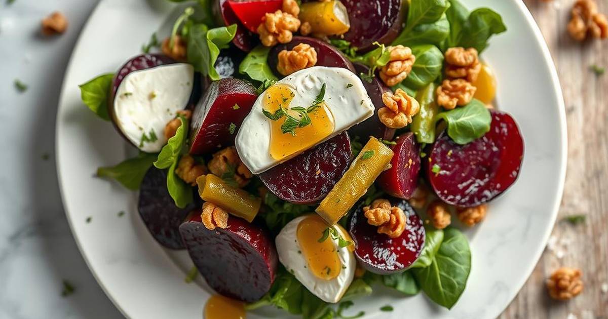Roasted Beet and Goat Cheese Salad with Walnut Vinaigrette